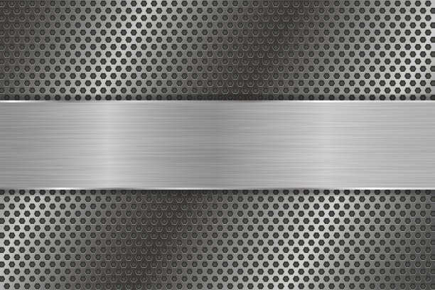 金属穿孔背景上的铁拉丝板图片下载