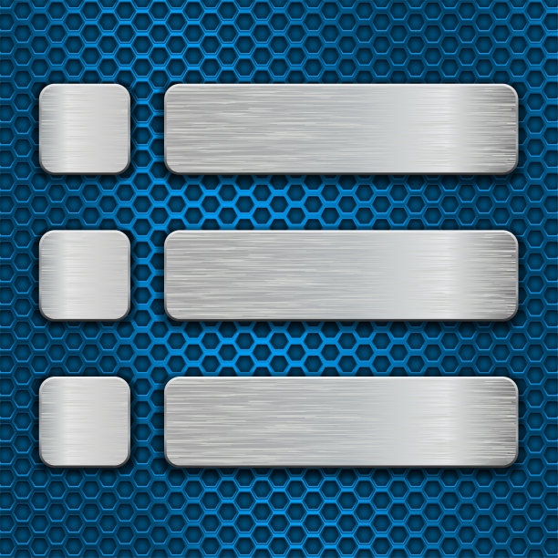 蓝色金属穿孔纹理与矩形和方形板图片下载
