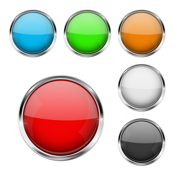 圆形玻璃按钮。颜色的集合图片下载