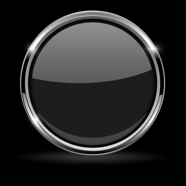 黑色圆形按钮与金属框架图片下载