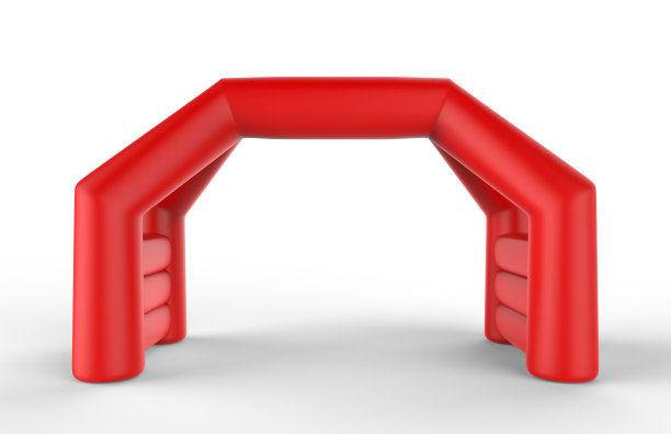 白色空白充气角拱管或事件入口大门。起步线运动双拱门门。3 d渲染插图。图片下载