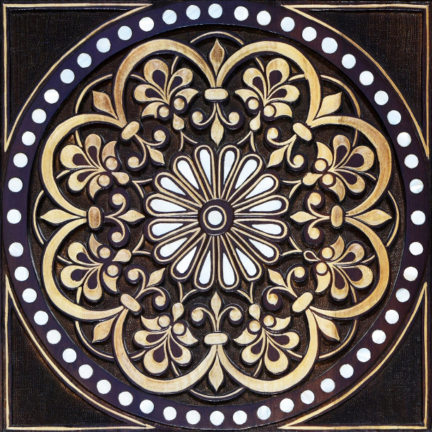 雕刻、木、模式。东方建筑装饰。图片下载