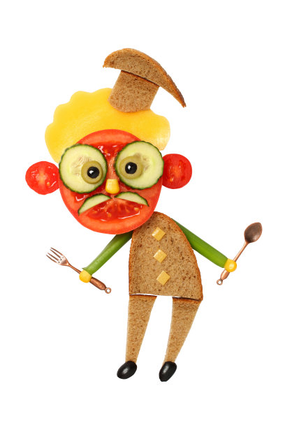 用叉子和勺子的有趣三明治厨师图片下载