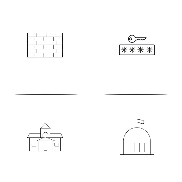 建筑和建筑简单的线性图标集。简单的轮廓图标图片下载