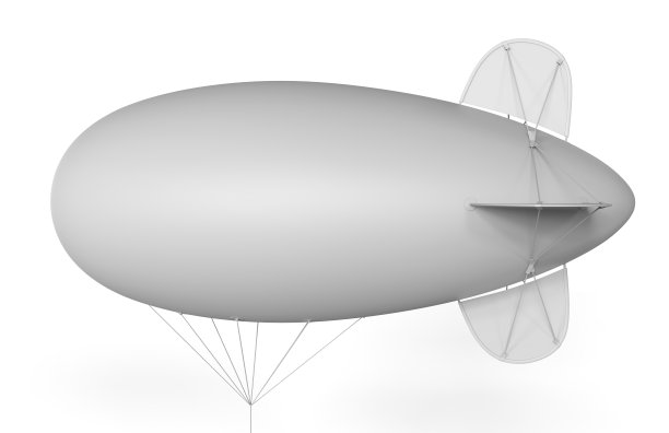 广告空白飞艇，充气氦气球，充气齐柏林飞艇。3 d渲染插图。图片下载