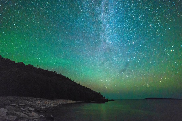美丽明亮的星光夏夜夜空沿着尼亚加拉悬崖图片下载