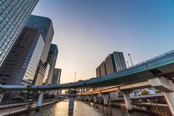 大阪市景-黄昏中之岛区-日本大阪图片下载