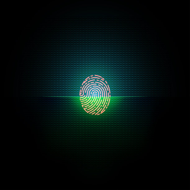 扫描屏上电子指纹。图片下载