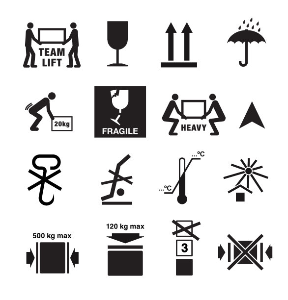 标明运输途中危险的包装唛头。图片下载