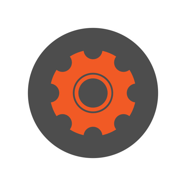 设置按钮。橙色的齿轮图标。向量图片下载