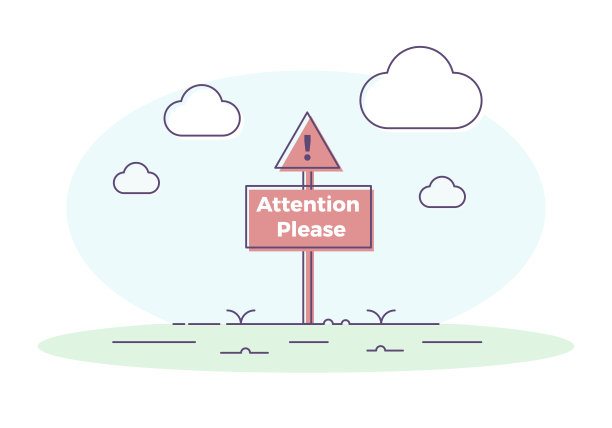 招牌上有感叹号，请注意引号。矢量插图设计图片下载