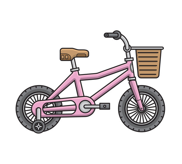 城市儿童自行车。矢量图图片下载