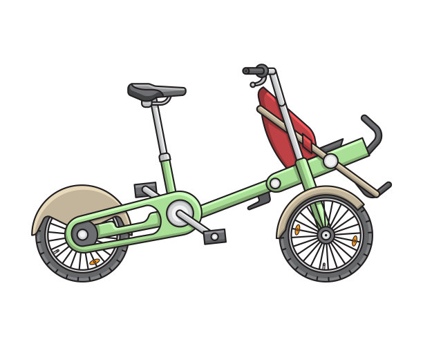城市推车自行车。矢量图图片下载