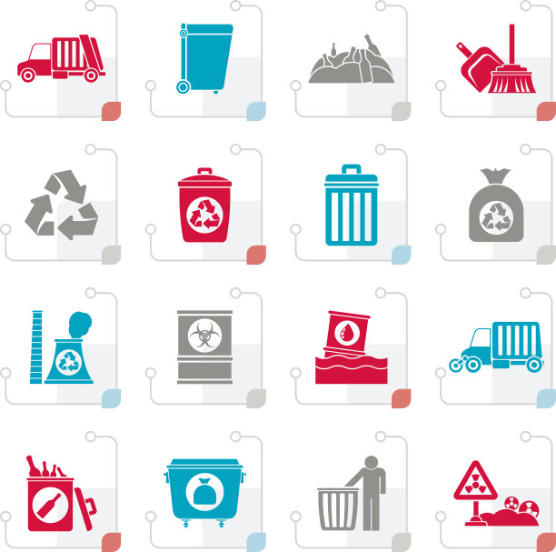 程式化的垃圾，清洁和垃圾图标图片下载