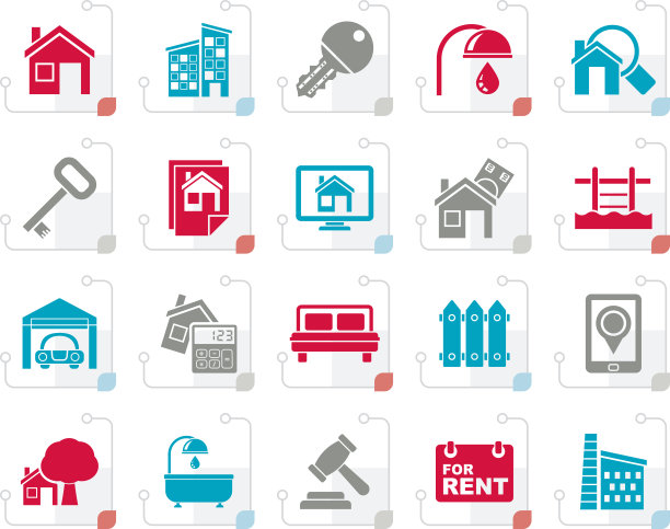 程式化的房地产商业图标图片下载