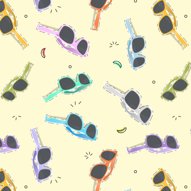 向量太阳镜模式。现代图形眼睛镜片在彩虹的颜色。柔和的夏日纺织。新潮花哨的封面图片下载