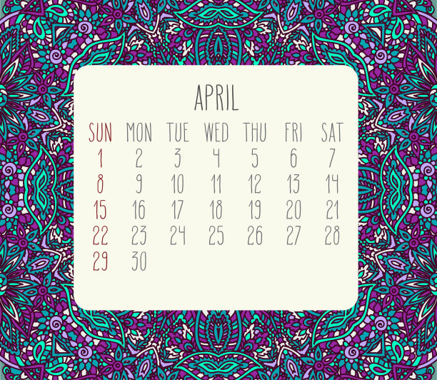 2018年4月日历图片下载