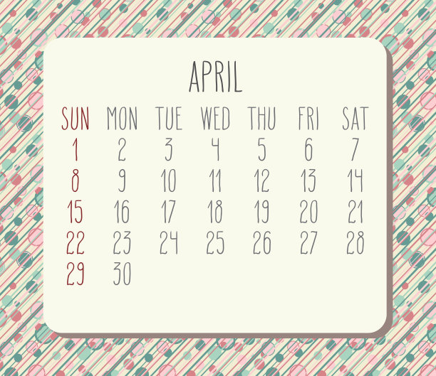 2018年四月日历图片下载