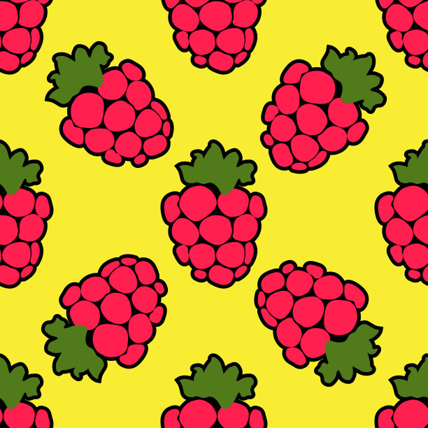 无缝覆盆子背景黄色图案图片下载