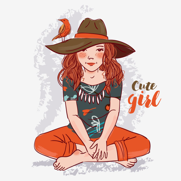 可爱的小鸟女孩素材图片