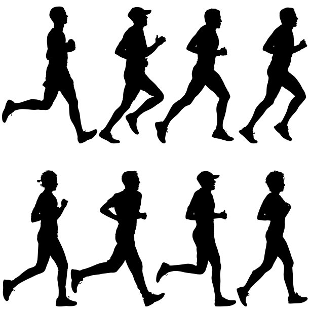 的轮廓。短跑运动员，男人和女人图片下载