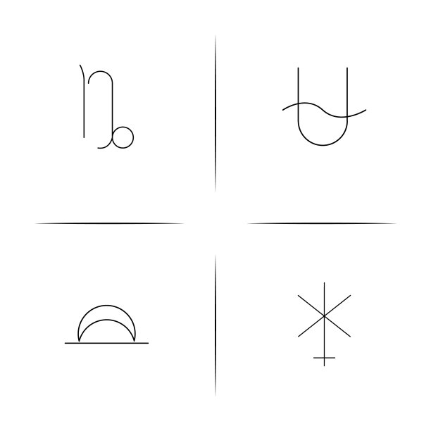 占星术简单线性图标集。简单的轮廓图标图片下载