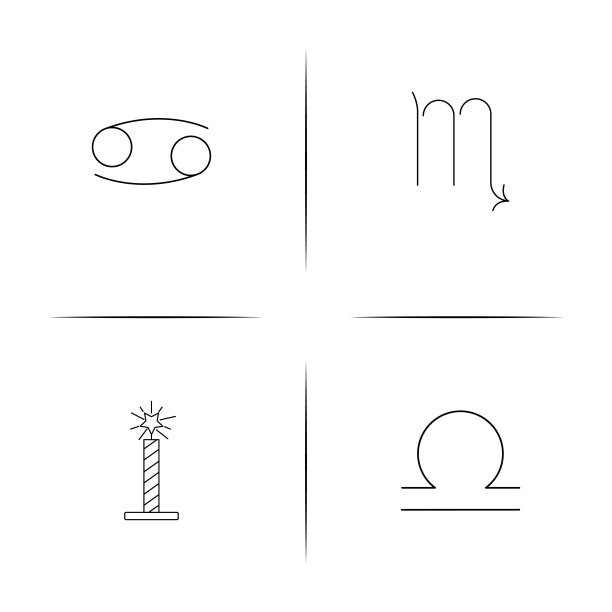 占星术简单线性图标集。简单的轮廓图标图片下载