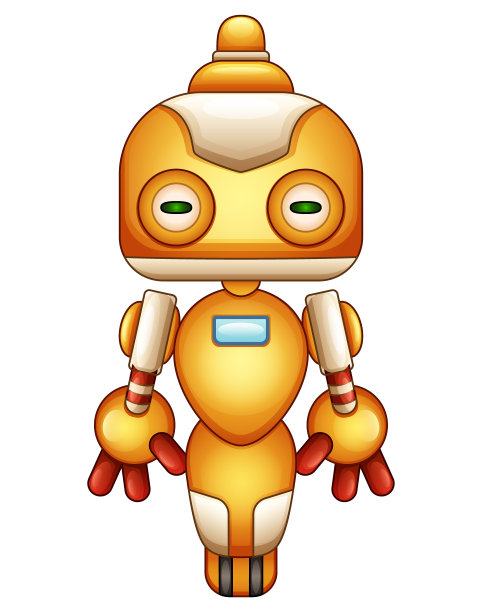 可爱的卡通机器人孤立在白色背景图片下载