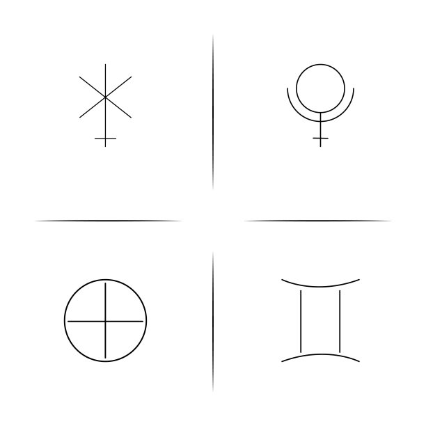 占星术简单线性图标集。简单的轮廓图标图片下载