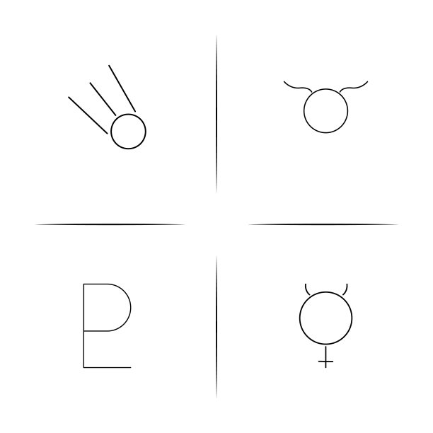 占星术简单线性图标集。简单的轮廓图标图片下载