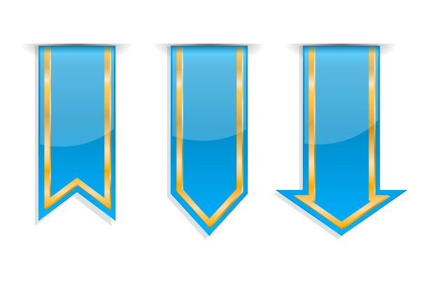 蓝色和金色的箭头贴纸图片下载