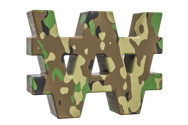 伪装军队赢得象征，3D渲染孤立在白色背景图片下载