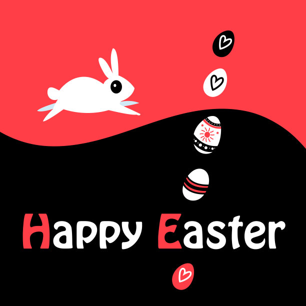 用鸡蛋和兔子问候复活节贺卡图片下载