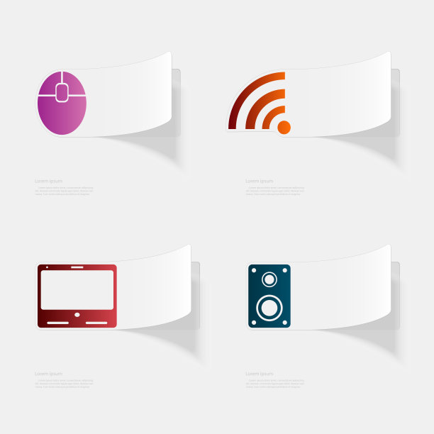 计算机和电子设备。平贴与白色背景上的阴影图片下载