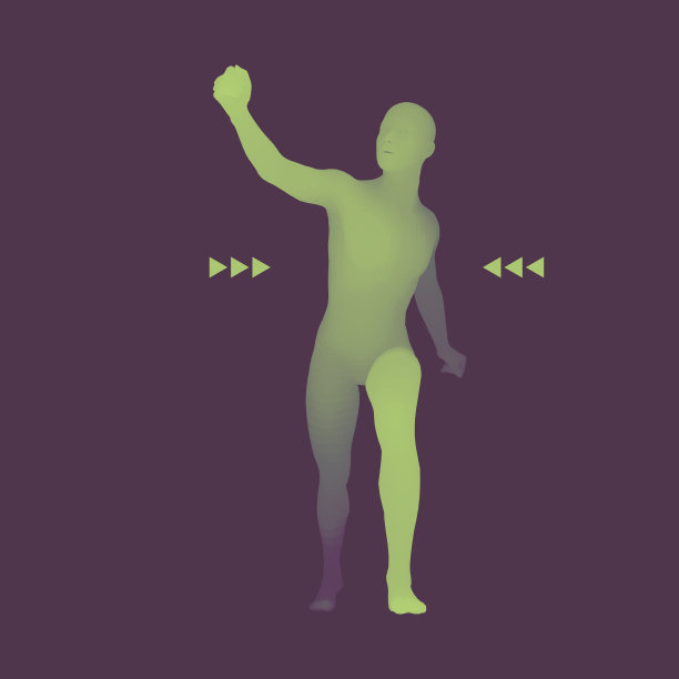 举起手臂的男人，体育赛事剪影，3D模型矢量插画图片下载