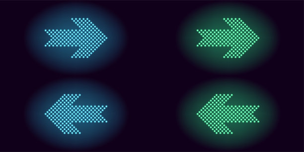 蓝色和绿色的霓虹点箭头图片下载