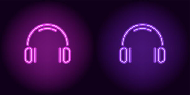 紫色和紫色氖气耳机图片下载