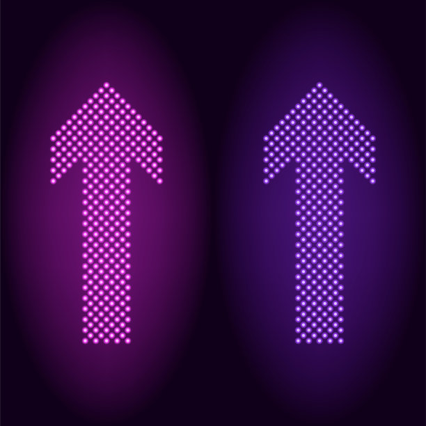 紫色和紫色的霓虹点箭头图片下载