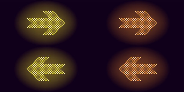 黄色和橙色的霓虹点箭头图片下载