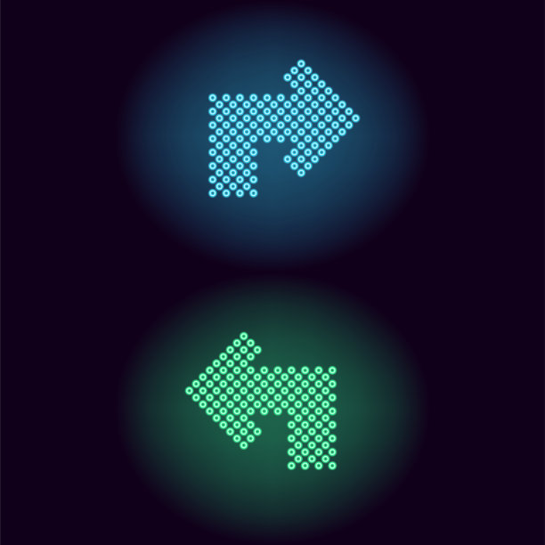 蓝色和绿色带环的霓虹箭头图片下载