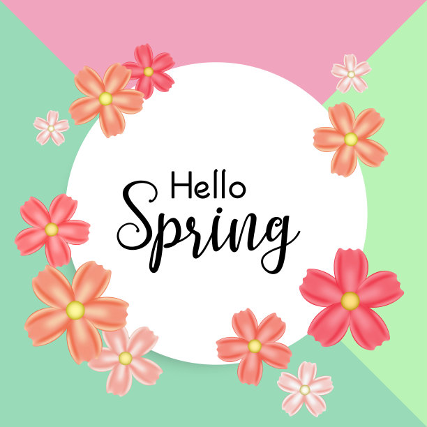 你好春天美丽多彩的花背景..传单，邀请，海报，宣传册，优惠券。矢量插图eps10模板，横幅，传单，海报。图片下载