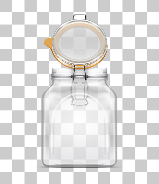 矢量打开贝尔方形玻璃罐摆动顶盖隔离透明背景图片下载