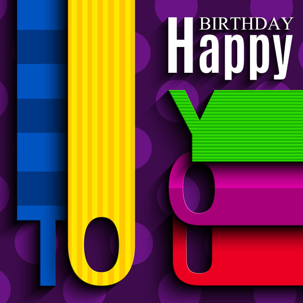 矢量抽象的生日卡与祝愿文本在风格的扁平折叠纸。图片下载