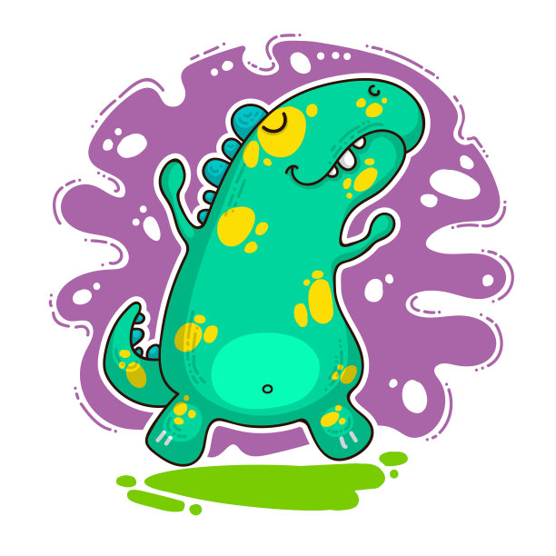 很酷的恐龙涂鸦插图图片下载