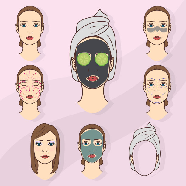 一套女孩的肖像。美容院。水疗中心图片下载