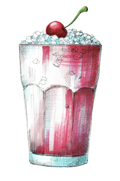 白色背景上的鸡尾酒马克笔手绘素材图片下载