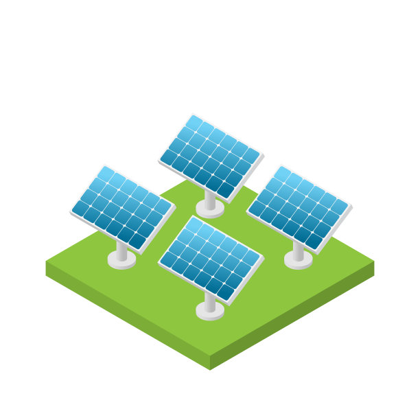 简单等距太阳能电池发电厂孤立图片下载