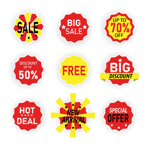 销售标签集矢量插图图片下载