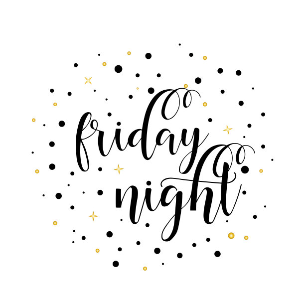 星期五晚上。刻字。书法矢量图图片下载