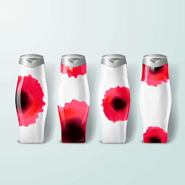 为品牌和产品设计的模型模板。孤立逼真的塑料瓶与独特的花卉设计。易于使用的广告品牌和营销。图片下载